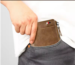 Cartera de cuero genuino para hombre, tarjetero, monedero con cremallera, billetera con bloqueo RFID antirrobo para hombre - Product Image 4