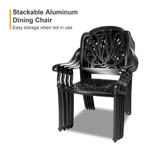 Ensemble de salle à manger en aluminium moulé PATIO-IN, 5 pièces, mobilier de conversation d'extérieur, ensemble de table et de chaises de patio de 4 pièces <span class=keywords><strong>pour</strong></span> <span class=keywords><strong>jardin</strong></span>, noir - Product Image 5