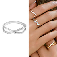 Bague en forme de X en zircon CZ empilable, bijoux de mode pour femmes, bagues croisées en acier inoxydable plaqué or, pavé de zircons