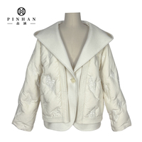 Vestes matelassées en duvet synthétique pour femme PINHAN, design luxueux, tissu en laine, broderie florale, vêtements d'hiver pour femme