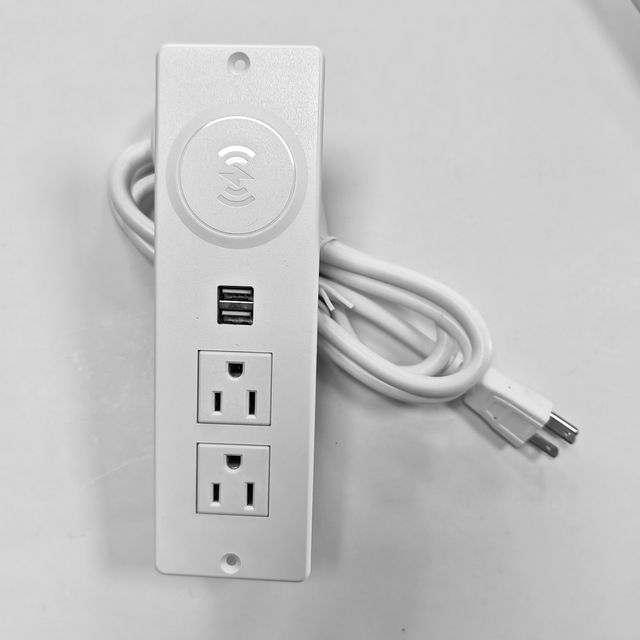 Customizable Desktop Power Strip with 2AC+2USB+1 Wireless Charging Outlets 12V Alternator Voltage Regulator 15A Rated Current
