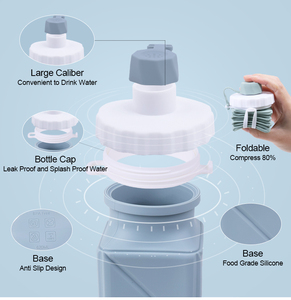 Botellas de Agua Plegables de Silicona de Grado Alimenticio, Personalizadas, Fáciles de Transportar, Botella de Agua Plegable de Silicona de 620 ml - Product Image 4