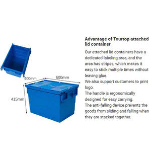Grandes caisses de rangement en plastique disponibles dans une variété de couleurs, logos personnalisés disponibles, caisses en plastique empilables - Product Image 3