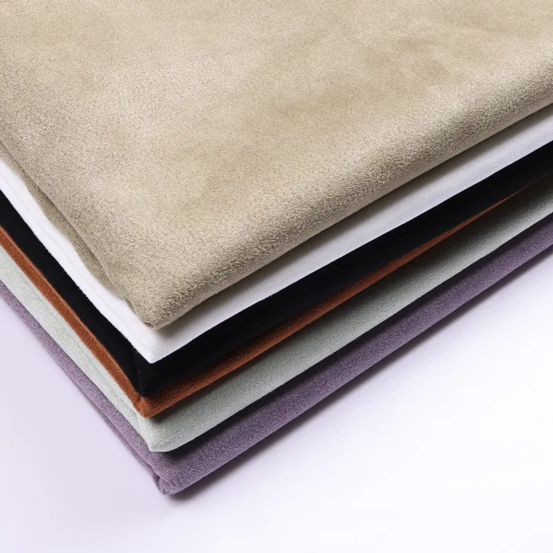2023 New Design Textiles Polyester Fabric 350gsm Faux Suede Fabrics Suede Leather Fabrics For Clothing