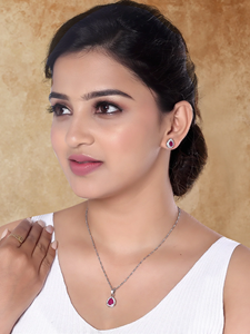 Ensemble collier et boucles d'oreilles en forme de larme en argent plaqué argent avec diamants américains CZ pour femmes, bijoux étincelants et magnifiques - Product Image 6