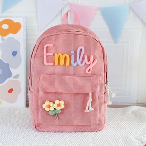 Sacs à dos scolaires personnalisés pour filles et garçons, faits à la main en velours côtelé avec doublure en mélange polyester-coton et fermeture éclair - Product Image 3
