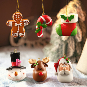 Resin Mini Santa Snowman Christmas Tree Ornament <b>Animal</b> Gingerbread <b>Decorations</b> Bagged Christmas Gifts - Product Image 1