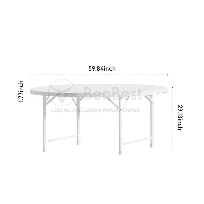 Benjia Factory set tavolo da pranzo rotondo in plastica pieghevole direttamente portatile da 152cm 6 posti