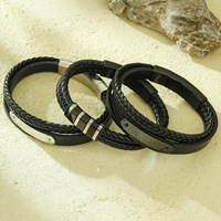 Bracelet en cuir tressé chic haut de gamme, fermoir magnétique, accessoire de poignet tendance