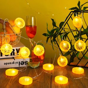 Jaune Fruit Citron Forme Chaîne Décorative Batterie Puissance Orange <span class=keywords><strong>Lime</strong></span> 19.6 pieds/40 Lumières pour Noël Fête À La Maison - Product Image 4