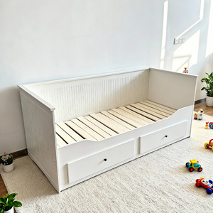 Divano Letto Singolo Multifunzionale Bianco con Struttura in Legno per Soggiorno, Letto per Bambini con Vano Contenitore - Product Image 1