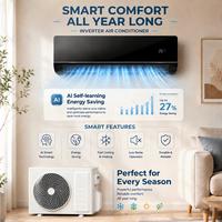 Système de climatisation WiFi R32 A+++ 12000 BTU, climatiseur mural miniature résidentiel à inverter, refroidissement/chauffage