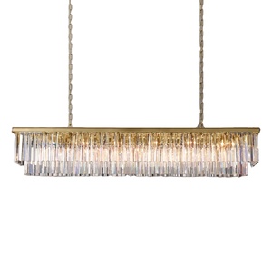 Lustre rectangulaire en cristal de luxe moderne personnalisé à bas prix, adapté au salon, à la salle à manger, à la chambre à coucher