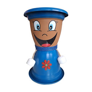 Pot de fleurs bleu Lauren NF, marque privée, pot de jardin décoratif en plastique peint à la main, pot de bureau style bohème en forme de visage - Product Image 1