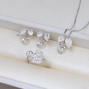 Ensemble de pendentif en argent S925 avec longue pampille et boucles d'oreilles, ensemble d'accessoires en perles DIY, support vide, tendance, 1280 - Ensembles de bijoux fins - Product Image 1