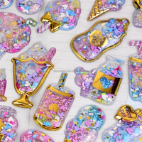 Autocollant décoratif anti-stress à paillettes liquides, étanche, écologique, en PVC, avec colle à effet goutte d'eau