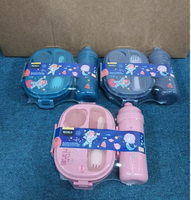 Lot de boîtes à lunch pour enfants sans BPA, de qualité alimentaire, avec bouteille d'eau et cuillère, conteneur portable pour le déjeuner scolaire