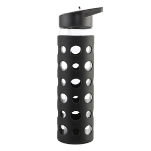 High Borosilicate glass water bottle with lid skin diving and petal silicone case - Product Image 2