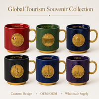 Mug en céramique souvenir de Toronto, Canada, avec badge métallique, design Tour CN et feuille d'érable, pour tasse à café en porcelaine, personnalisable OEM ODM, vente en gros