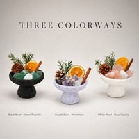 Coffret Cadeau de Remerciement en Gros – Boîte Noire avec Ornement Violet et Diffuseur d'Arômes en Cristal Rose – Cadeau de Noël et de Thanksgiving