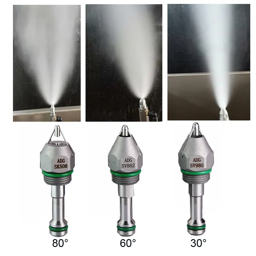 Boquillas de pulverización de niebla seca ultrasónica, 30, 60, 80 grados, SV980, SV882, SK508