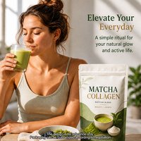 Poudre de Collagène Matcha, Peptides de Collagène Bovin, Matcha pour la Santé de la Peau et des Articulations, Beauté