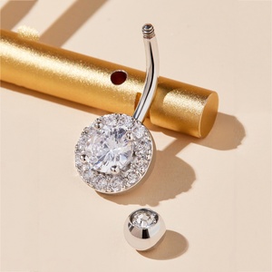 <span class=keywords><strong>Piercing</strong></span> all'<span class=keywords><strong>Ombelico</strong></span> in Acciaio Chirurgico 316L con Zirconi CZ Rotondi, Gioiello per il Corpo Ipoallergenico in <span class=keywords><strong>Argento</strong></span>, Oro e Oro Rosa - Product Image 3