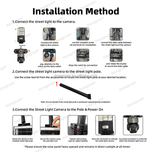 Hongnaer 12MP 6K 3 ống kính ngoài trời không dây năng lượng mặt trời surveil máy ảnh V380 Pro Wifi 4G Sim Thẻ <span class=keywords><strong>CCTV</strong></span> An Ninh năng lượng mặt trời ánh sáng đường phố máy ảnh - Product Image 3