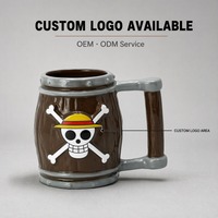 Tasse à café en céramique 3D en forme de tonneau de vin avec motif squelette – Tasse réutilisable pour fêtes avec emballage cadeau et taille personnalisée