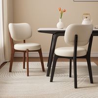 Chaise de salle à manger en bois massif, style moderne minimaliste nordique d'inspiration italienne, style luxe léger, tons crème avec dossier, origine Chine
