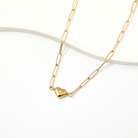 Kalung Hati Oval Link Diamond Paperclip Berlapis Emas 14K Rantai Liontin dengan Pengait Lobster Bahan Stainless Steel Perhiasan Wanita untuk Pesta