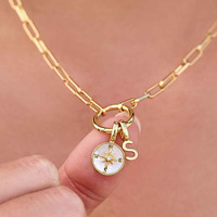 LUCKYJIU Bijouterie Personnalisée Collier Chaîne Maille Trombone Ronde en Acier Inoxydable Plaqué Or 18 carats avec Fermoir Poussoir pour Création de Breloques DIY
