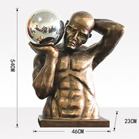 Statue d'hommes musclée taille de vie en résine Bronze, sculpture masculine, jardin, extérieur