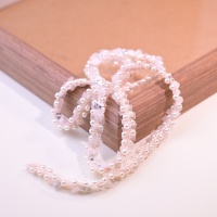 Bordure en maille rose douce ornée de perles, applique artisanale en imitation perle et cristal pour la décoration de costumes, sacs et textiles de maison