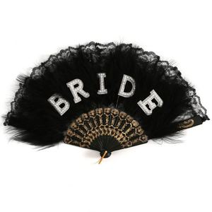 Decoraciones para Despedida de Soltera, Abanico de Encaje y Plumas Plegable para Novia - Product Image 2