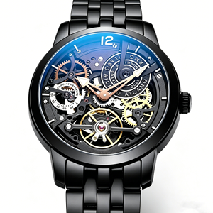 Montre automatique mécanique tourbillon de haute qualité pour homme, boîtier et bracelet entièrement en acier inoxydable ajouré, nouvelle montre-bracelet cadeau 2026 - Product Image 1
