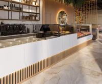 Comptoir de bar personnalisé haut de gamme, durable, design moderne, éclairé, avec plateau en marbre moderne