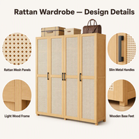 Armoire de rangement multifonctionnelle en bambou moderne et simple, convertible en atelier, pour la maison, la chambre à coucher, pour suspendre les vêtements