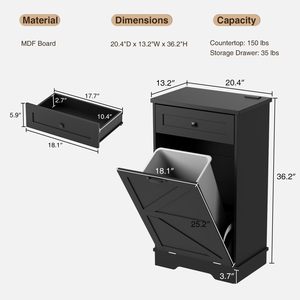Nuevo armario de almacenamiento de madera multifuncional transfronterizo, cubo de basura oculto para cocina doméstica, armario de basura inclinable de madera maciza - Product Image 4