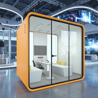 Cabine de bureau préfabriquée moderne pour 4 personnes, faible bruit, mobile, insonorisée, acoustique