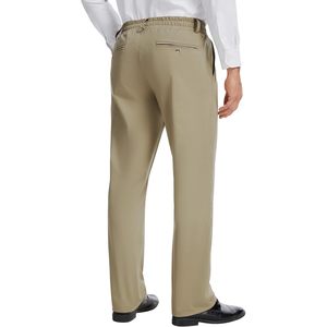 <b>Mens</b> Elastic Waist Pants Straight Fit <b>Stretch</b> Cotton Spandex Anti-Wrinkle Slacks For Elderly With Magnet Button - Product Image 2