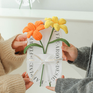 Multicolor Handmade Knitted Lily <b>Artificial</b> <b>Flower</b> Finished Crochet Floral Bouquet Gift Souvenir For Mother Day Decoration - Product Image 4