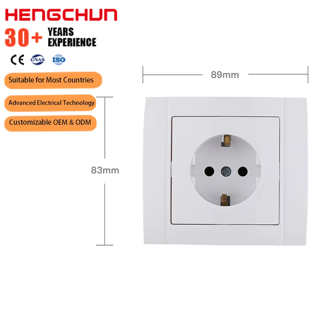 C Series 2 Pin European Standard Wall Socket 16A 250V White ABS Panel Electrical Industrial Plug and Socket Modern Wall Socket