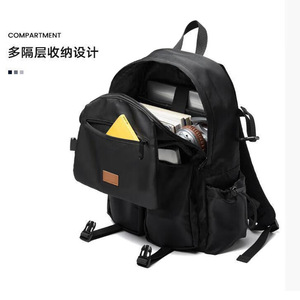 Men's Nylon <b>Backpack</b> 36-55L <b>Large</b> Capacity Casual Style With Zipper Closure And Interior Pocket For College Travel - Product Image 3