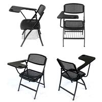 Chaise pliable bon marché pour étudiants avec table d'écriture pliante en plastique et étagère en métal et acier pour l'école et le bureau