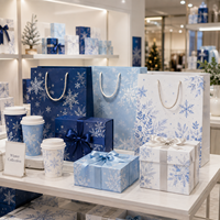 Boîte cadeau magnétique de Noël, bleu marine, flocon de neige argenté, boîte pliante de luxe personnalisée avec logo pour cadeau de fête, vente en gros pour les entreprises