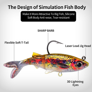 OEM 8cm-13cm Swim Jerk 3D colori 3 esca morbida segmentata esca pesca Drop Shot Vibe spigola pesce pesce pesce d'acqua dolce bersaglio - Product Image 3