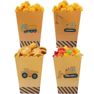 कस्टम डिस्पोजेबल मुद्रित धारीदार मूवी थियेटर पैकेजिंग खाद्य पॉपकॉर्न बैग बक्से कागज पॉपकॉर्न धारकों