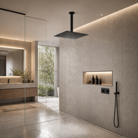 Pommeau de douche pluie SUS304 10 pouces chromé miroir, à fixation supérieure, débit élevé, sortie unique, pour projets hôteliers et salles de bain