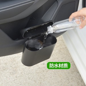 Cubo de basura plegable para coche, de plástico negro, montado en el respaldo del asiento, caja de almacenamiento portátil con tapa a presión para uso en el interior del coche. - Product Image 5